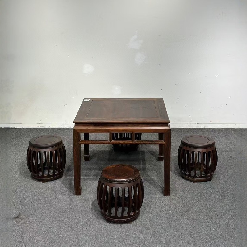 老挝大红酸枝餐桌中式红木交趾黄檀餐桌古典茶桌榫卯结构简约大方