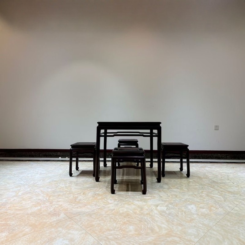 老挝大红酸枝黑料南宫椅四方桌实木休闲桌待客洽谈桌餐桌方桌饭桌