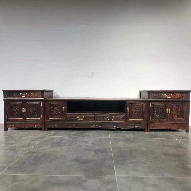 大红酸枝四世同堂大电视柜明清古典电视柜超强收纳让客厅井井有条