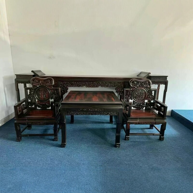 大红酸枝中堂六件套红木家具神台交趾黄檀条案酸枝木家具厂价直销