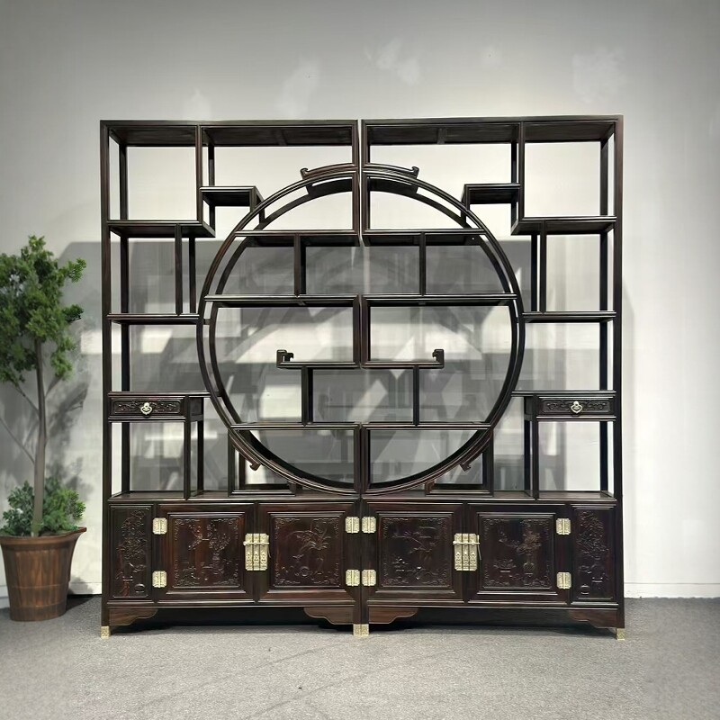老挝大红酸枝博古架书架新中式风博古架演绎东方美学神韵奢华实木