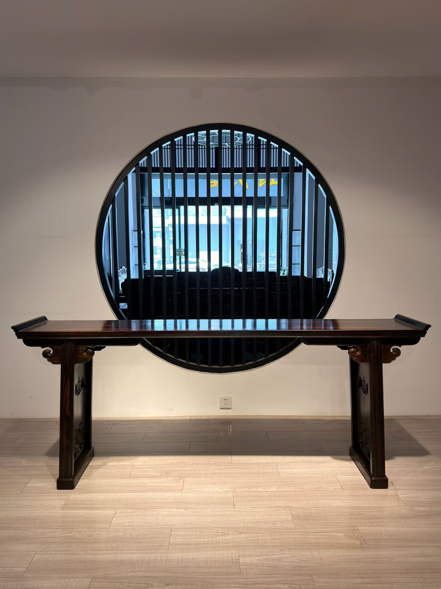 大红酸枝交趾黄檀如意云纹条案客厅平头案雕花明式玄关桌别墅定制