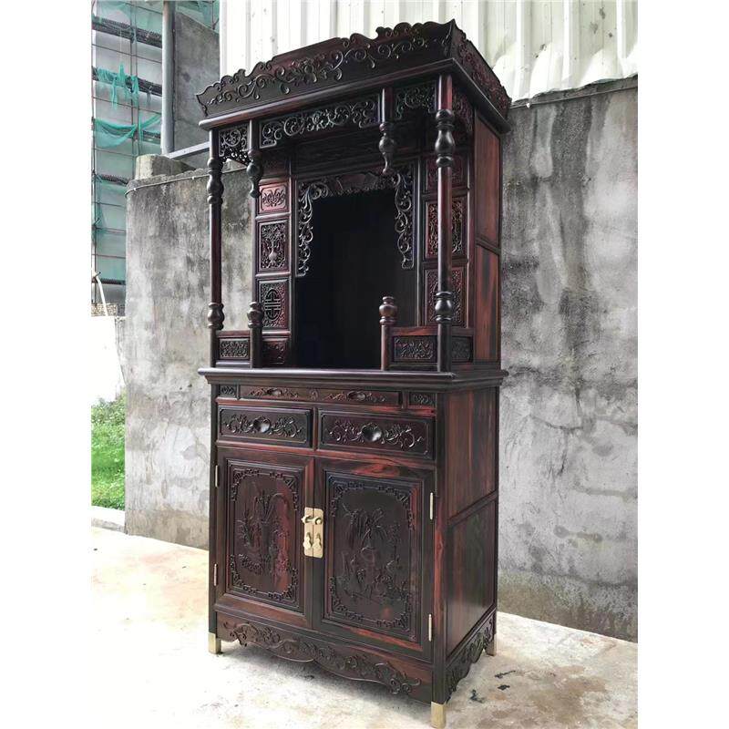 家用大红小叶佛龛神台供台紫檀交趾缅花老挝黄檀供奉财神观音酸枝