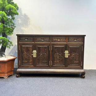 老挝大红酸枝红木餐边柜交趾黄檀木餐桌加厚独板实木餐边柜收纳柜