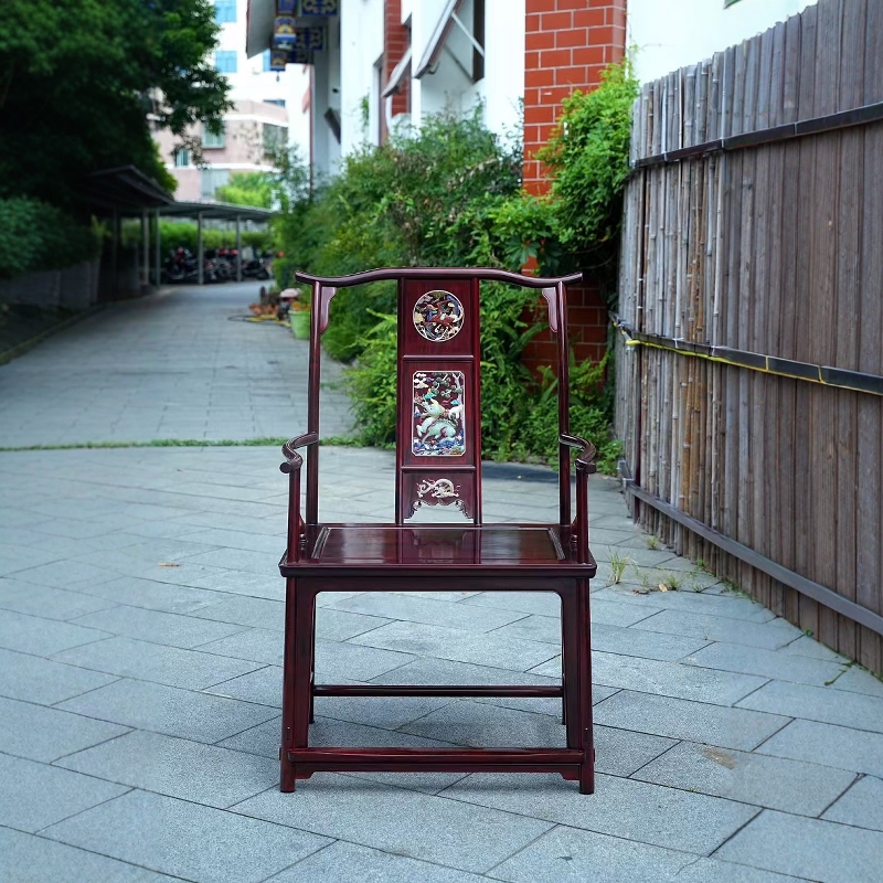 印度小叶紫檀故宫款独板皇宫椅檀香紫檀木圈椅明清宫帽椅红木家具