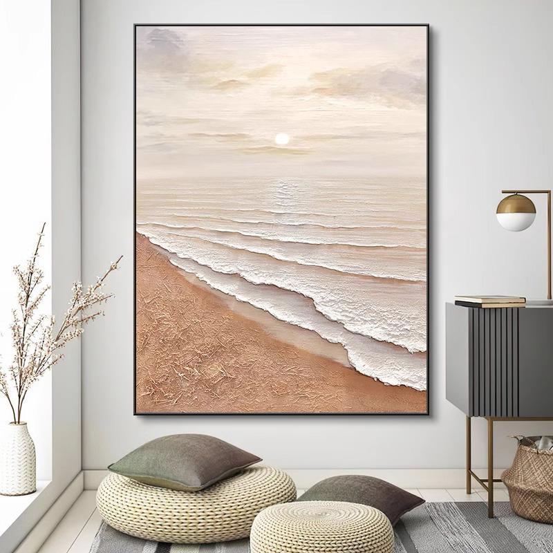 肌理海景客厅装饰画抽象艺术高级感壁画轻奢沙发背景墙落地画挂画