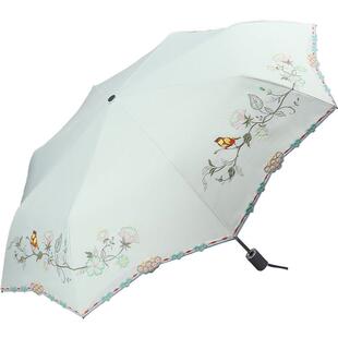 超强防晒防紫外线女遮阳伞双层黑胶刺绣太阳伞2024三折叠结实两用