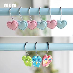 M默玛卡通浴帘挂钩浴帘环夏日海滩不锈钢浴帘钩浴帘配件人字拖