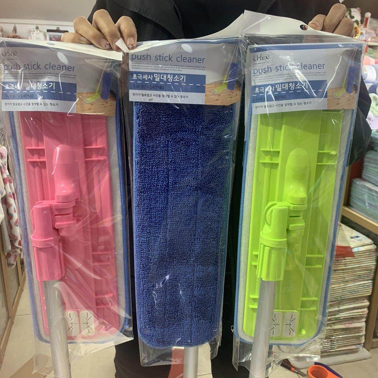 包邮韩国平板拖布瓷砖木地板拖把伸缩铝杆轻便魔术贴粘贴式替换布