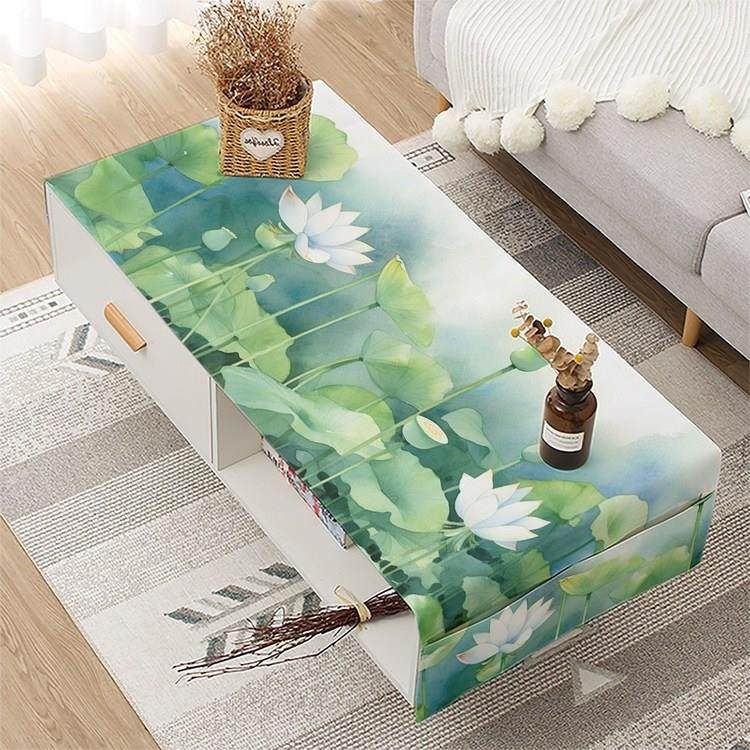 水彩荷花 茶几桌布客厅桌垫防水防烫茶几布盖布盖巾棉麻收纳口袋,居家布艺,桌布,淘宝优惠券,粉丝福利购,淘宝优惠卷
