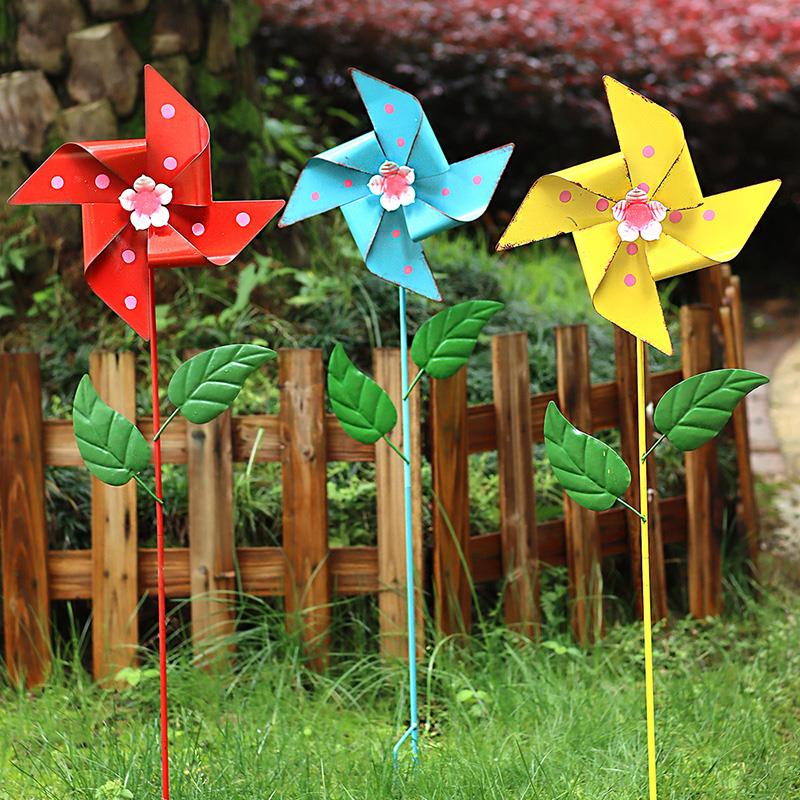 花园庭院网红小院装饰阳台布置小院造景铁艺风车户外旋转摆件插件