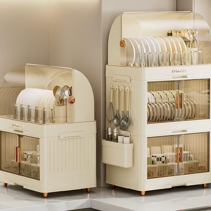 1厨房碗架碗筷收纳盒家用带盖放餐具装碗箱碟盘沥水置物架塑料碗