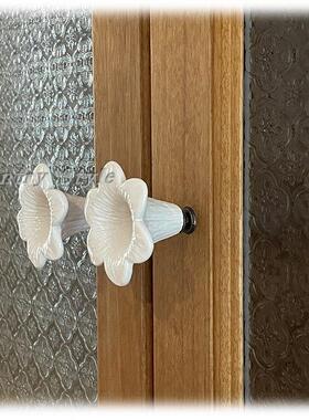 法式 覆古做旧 陶瓷百合花抽屉柜门大拉手 把手 怀旧风格