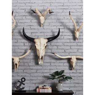 羊头骨墙挂墙装饰门挂件人造动物创意家居饰品背景墙装饰