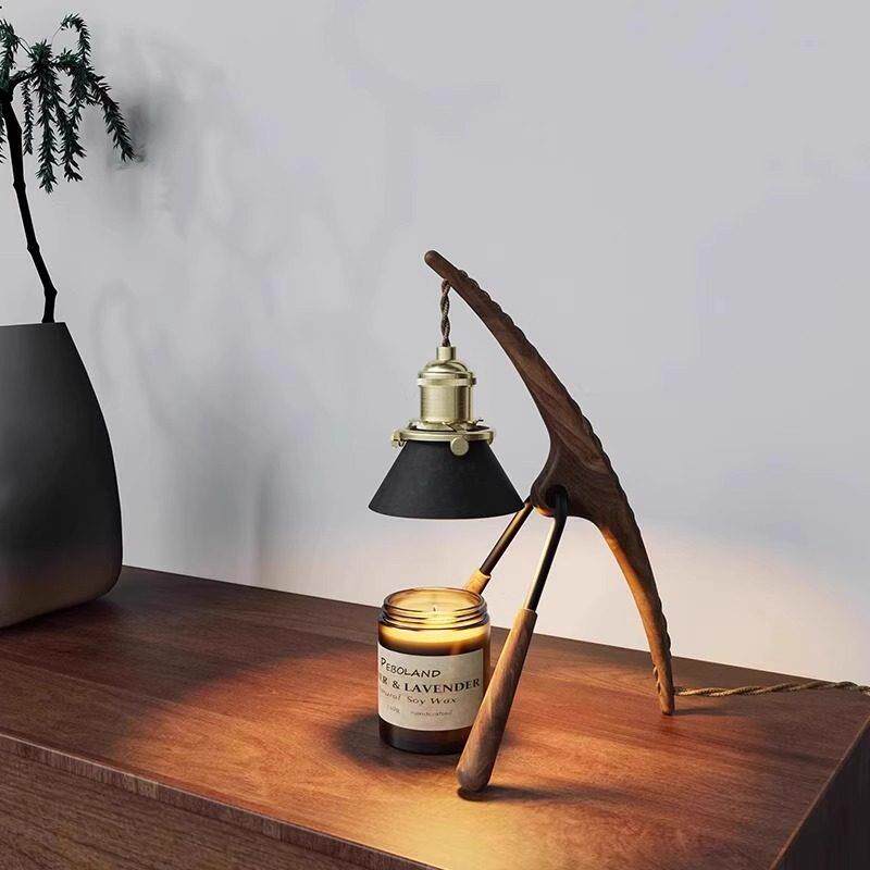 黑胡桃木螳螂台灯香薰融蜡灯复古怀旧融烛灯扩香助眠调温港澳台