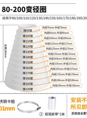 抽油烟机排烟管变径圈排风管大小转换接头厨房烟道管止逆阀变径器