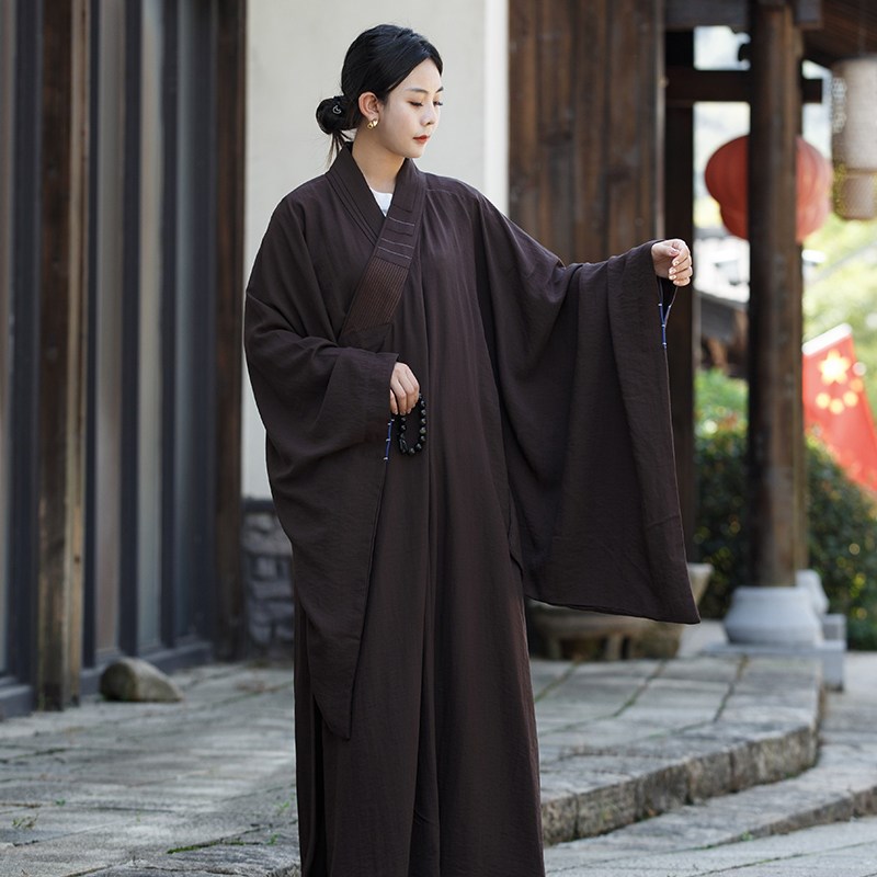 棉麻海青居士服男女皈依服装禅修服秋冬大褂海清透气不透明僧服