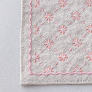 米字纹茶席刺绣材料包 手工自绣 棉麻生成布料配奥林巴斯刺子绣线