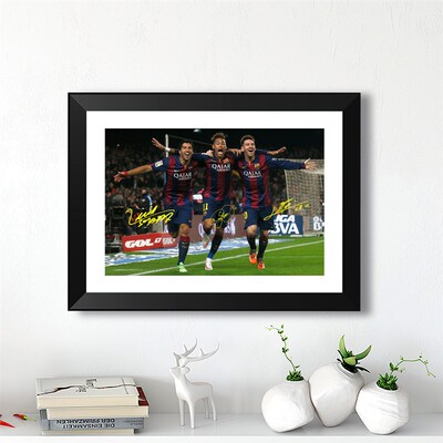 2015巴萨全家福MSN梅西苏牙内马尔签名相框照片墙桌摆件酒吧装饰