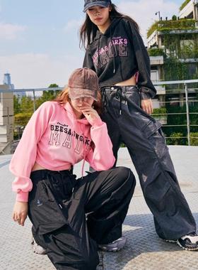 耐磨伞兵裤工装裤运动裤可调节抽绳大口袋直筒宽松