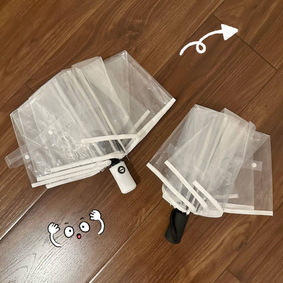 ins透明雨伞女折叠全自动开收伞森系三折学生晴雨伞男小清新加厚