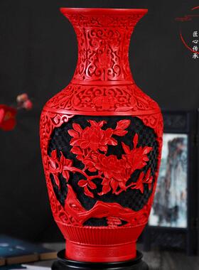 十二寸漆雕花扬州传统漆器家具装饰雕漆工艺品摆件文化纪念礼品