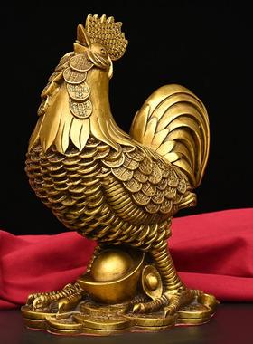 黄铜生肖鸡摆件大小号黄铜公鸡金钱鸡元宝鸡家居装饰工艺品摆件