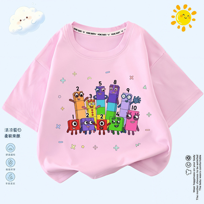 number blocks数字积木男女童纯棉短袖中大童夏季宽松半袖薄款T恤