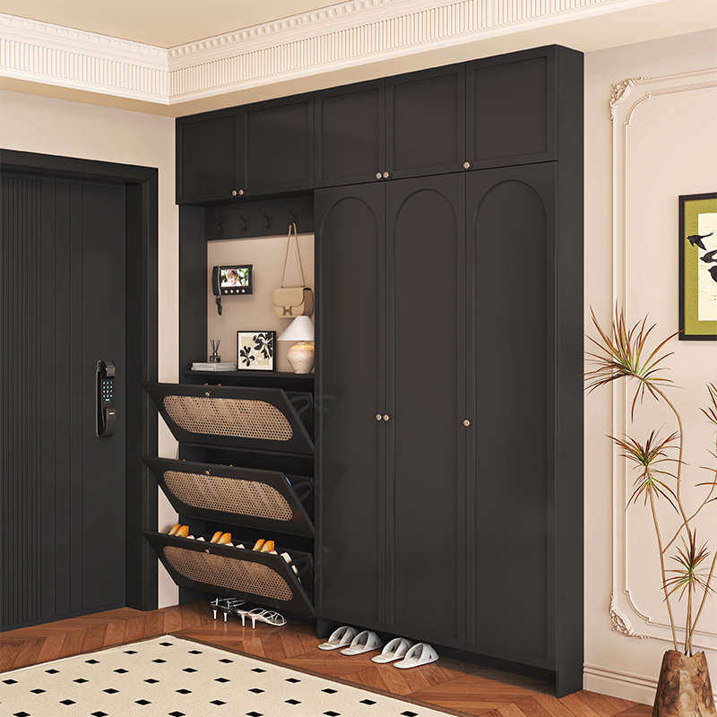 高端藤编超薄翻斗鞋柜玄关一体加高到顶入户家用门口多功能鞋帽柜,住宅家具,鞋柜,淘宝优惠券,粉丝福利购,淘宝优惠卷