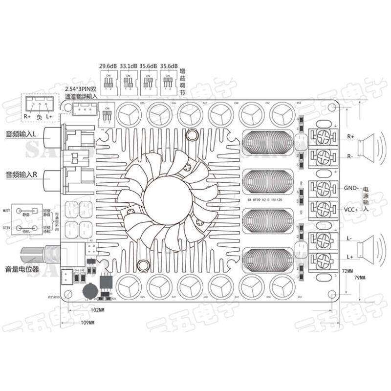 TDA7498E 数字功放板 2X160W立体声BTL220W单声道 大功率数字功放