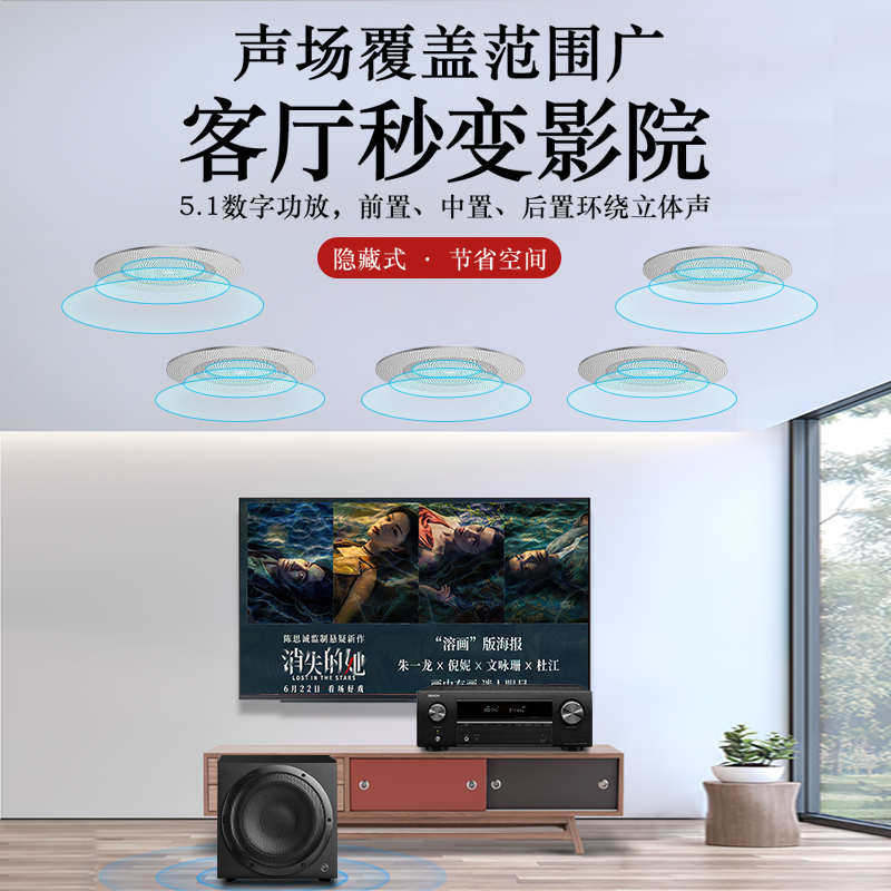 高端5.1家庭影院吸顶音响套装嵌入式吊顶喇叭环绕立体声家用K歌箱