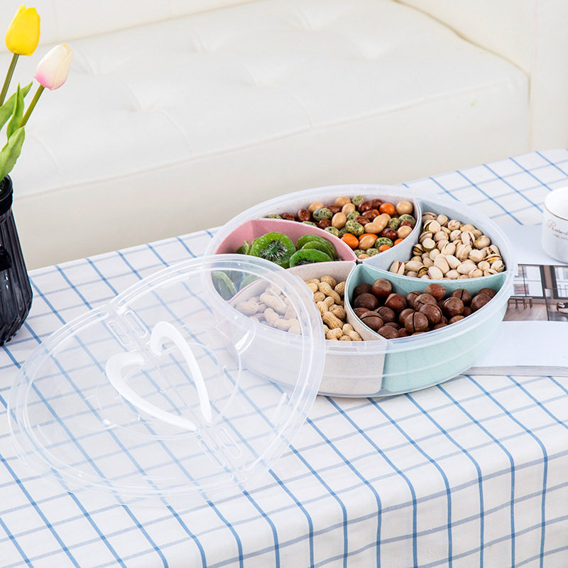 创意圆形果盒蜂巢果盘客厅家用糖果盘零食干果盒塑料透明水果盘