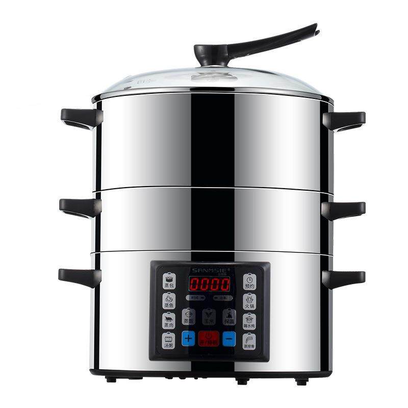 sanmsie山姆斯多功能304不锈钢电蒸锅家用商用蒸笼火锅蒸包子馒头
