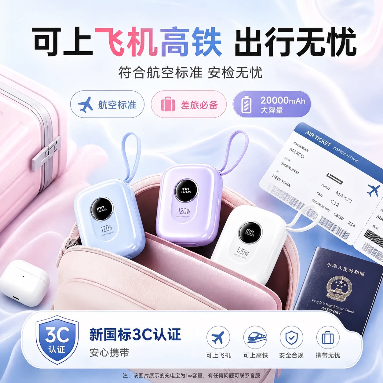 【国家3c认证】2026新款充电宝自带线大容量超级快充便携移动电源