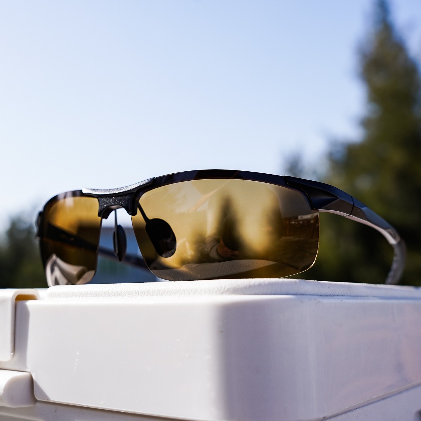 变色眼镜户外运动登山骑行偏光太阳镜运动款平光镜铝镁半框眼镜架