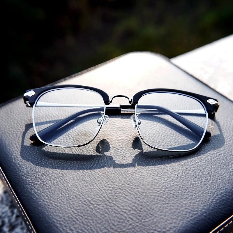 MARCWOOD大脸眼镜男近视防蓝光镜