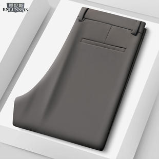 高端休闲西裤男款弹力易打理修身直筒长裤子2025新款冬季加绒男裤