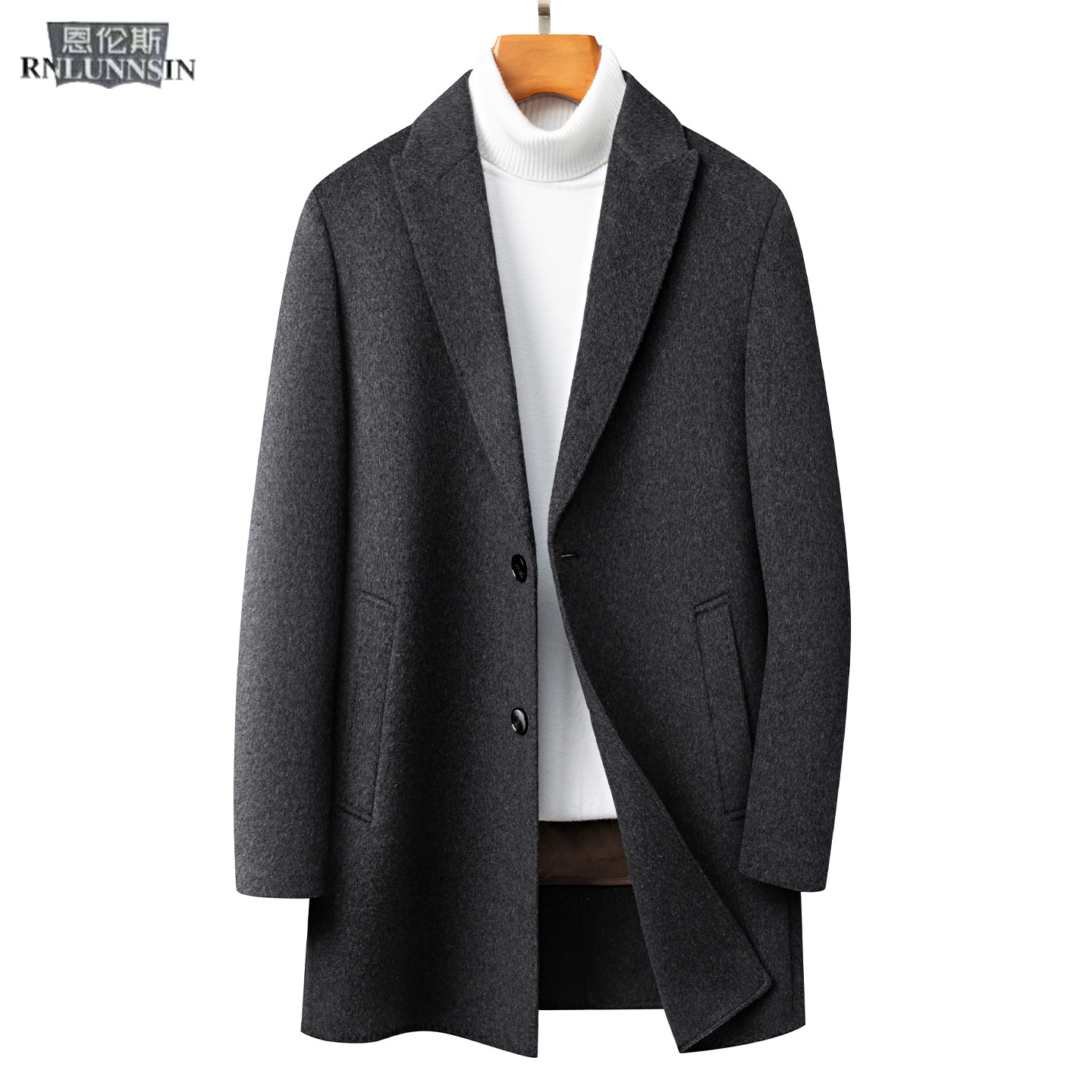 双面绒大衣男士中长款西装领羽绒服内胆西服式男装冬保暖毛呢外套