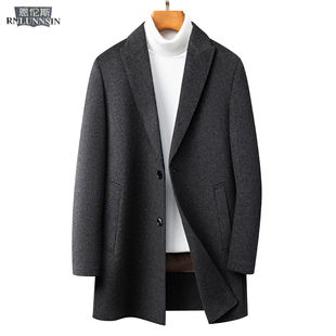 双面绒大衣男士中长款西装领羽绒服内胆西服式男装冬保暖毛呢外套