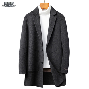 双面绒大衣男士中长款西装领羽绒服内胆冬季保暖高档羊毛呢子外套
