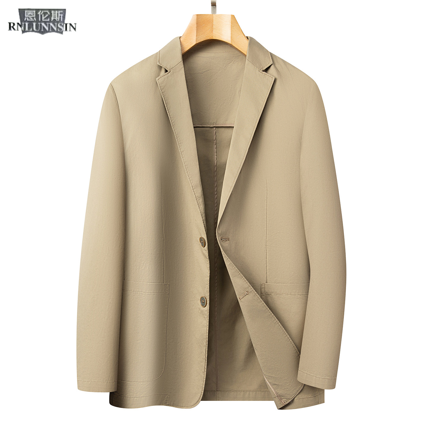 高端休闲西服外套男士常规卡其时尚流行新款高品质全棉便服单西装