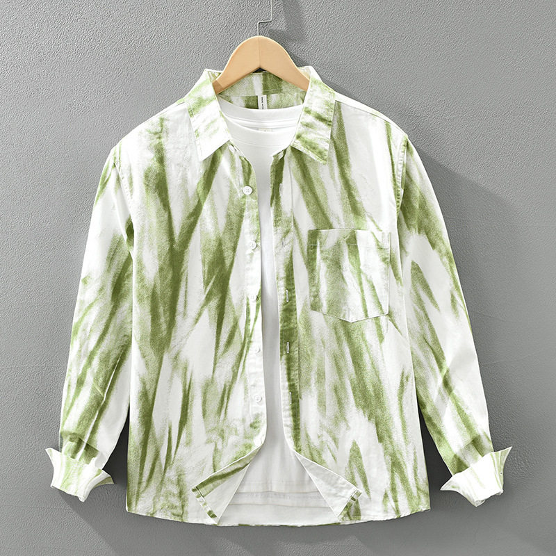 7813日系潮流印花长袖衬衫男士时尚百搭文艺休闲宽松上衣一件代发,男装,衬衫,淘宝优惠券,粉丝福利购,淘宝优惠卷