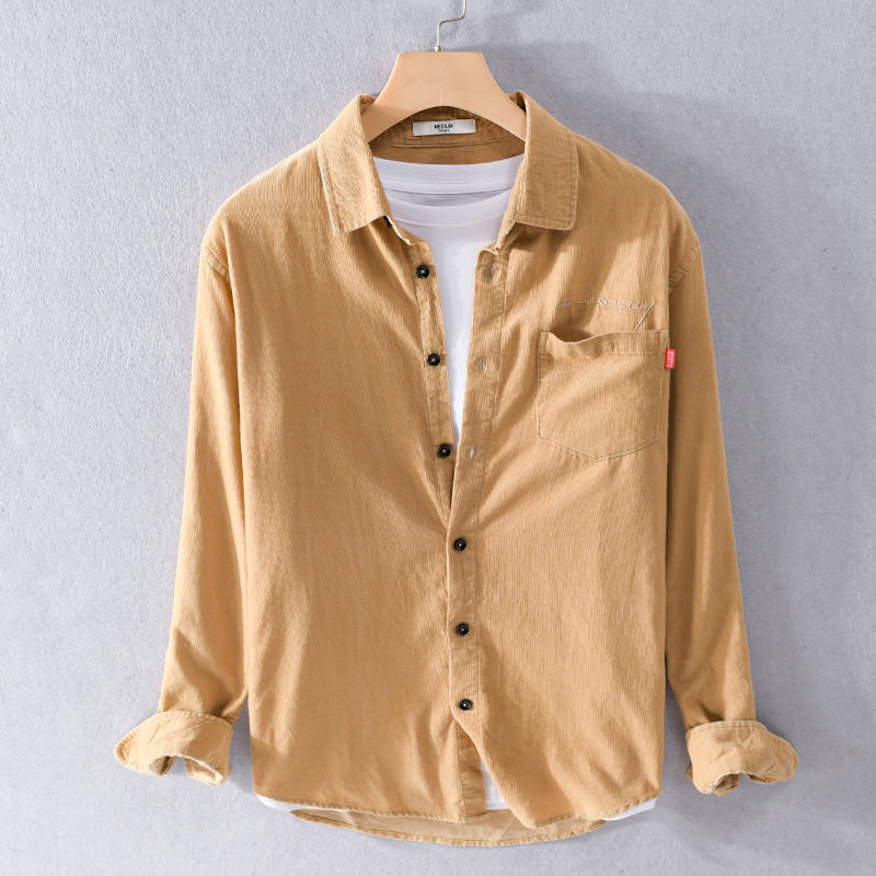 春秋男装衬衣百搭休闲经典灯芯绒长袖衬衫日系复古纯棉潮男9402,男装,衬衫,淘宝优惠券,粉丝福利购,淘宝优惠卷