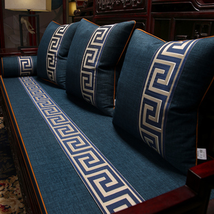 红木沙发坐垫防滑海绵新中式座垫套罩加厚中国风乳胶靠背垫子定做