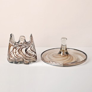 现代轻奢手工琉璃艺术花瓶果盘摆件样板间客厅茶几家用实用装 饰盘