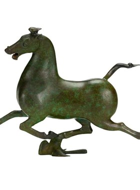 热销款中式马踏飞燕摆件铜马全铜装饰品书房办公室桌面招财铜奔马