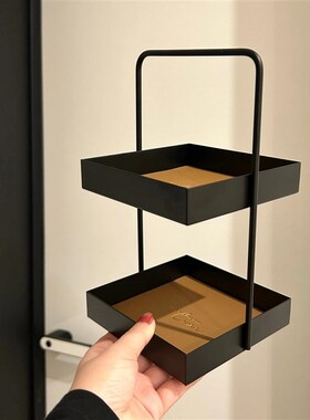 云品楠山玄关钥匙收纳皮革架子轻奢护肤品首饰双层铁艺置物展示架