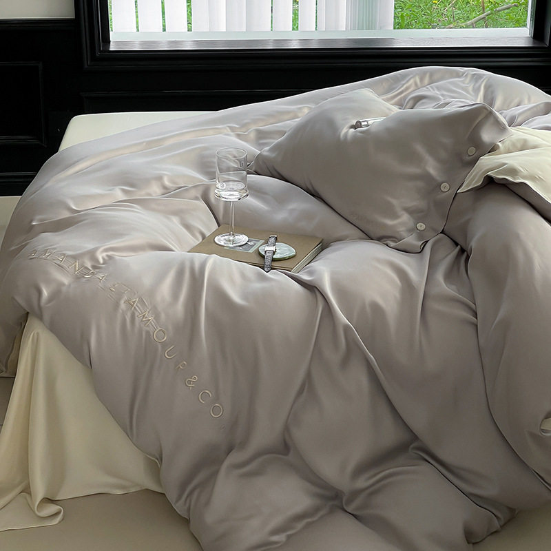 轻奢风60支天丝四件套1.8m 字母凉感冰丝床单被套床笠款裸睡床品