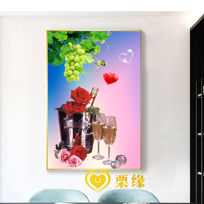 栗缘餐厅现代简约晶瓷镶钻装饰画