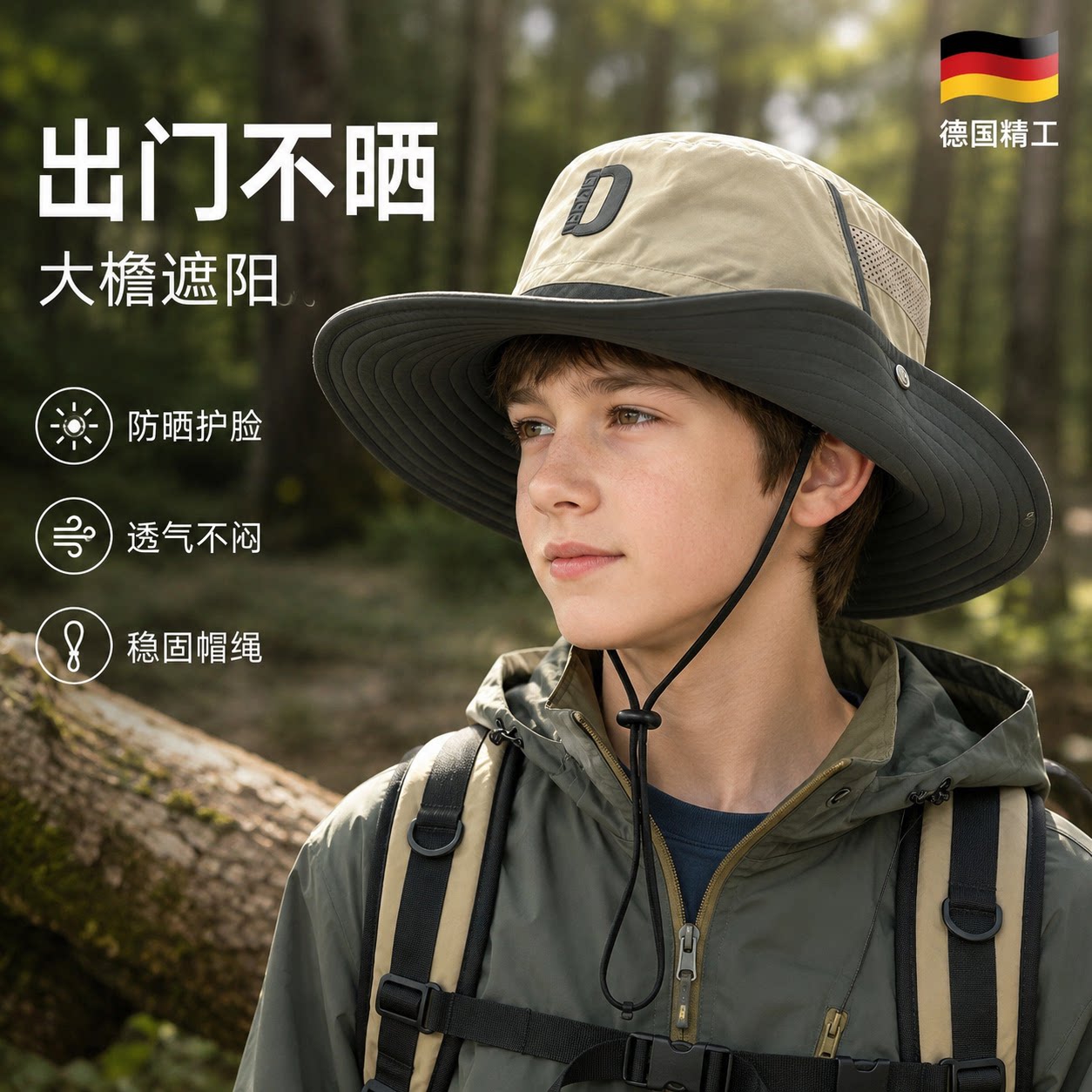 日本大童速干登山帽儿童
